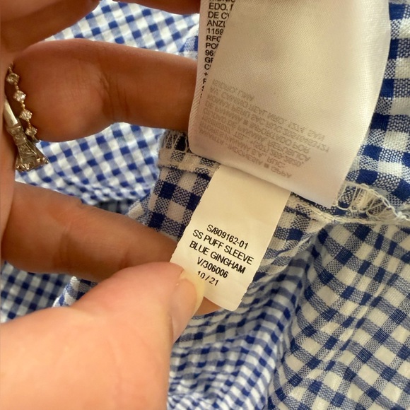 Old Navy Dress Womens Plus Sz 2X Blue Gingham Puff Sleeve Smocked Chest - Picture 7 of 9